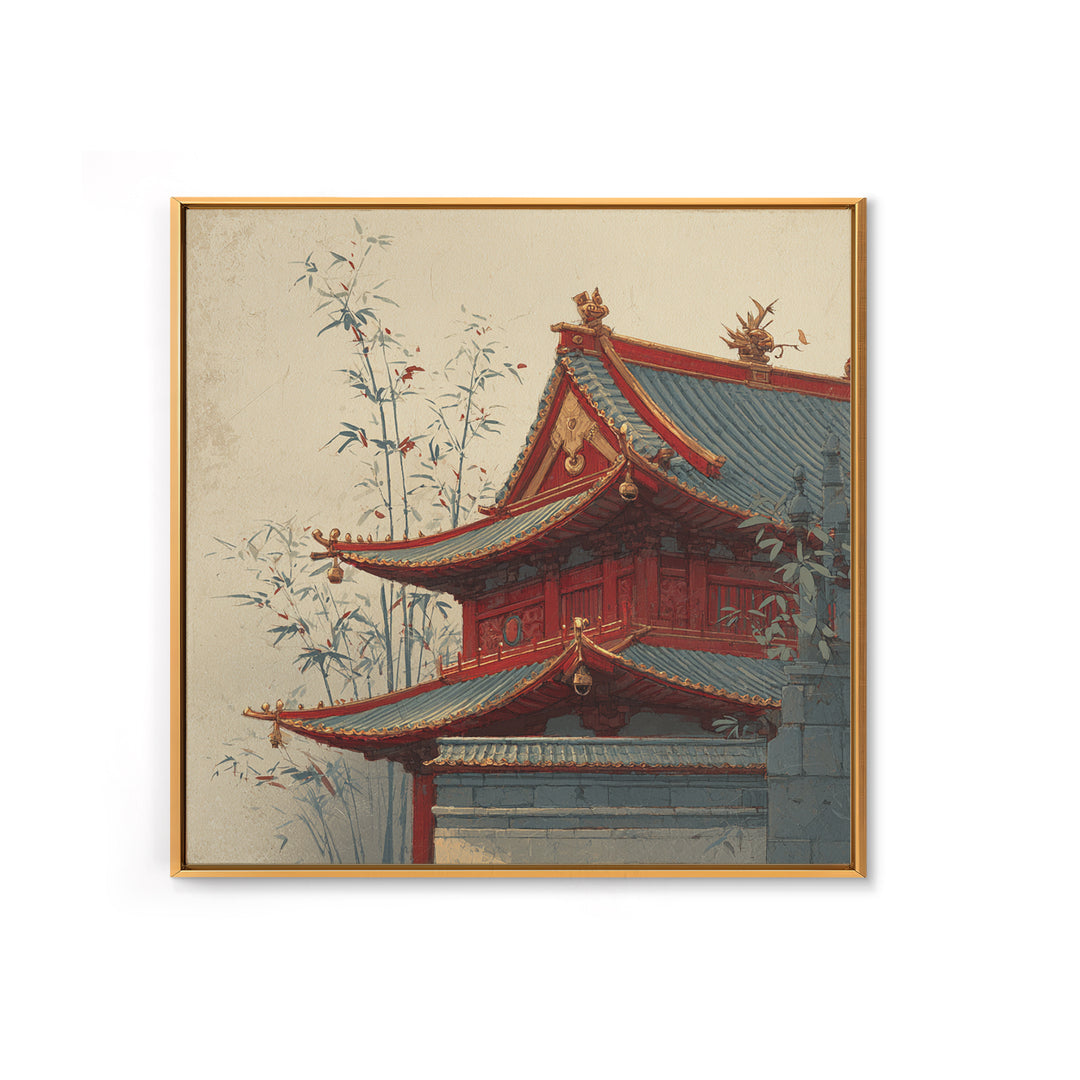 Temple Roof Detail Canvas Print, Asian Inspired Art, Neutral Decor, Living Room Decor, Fine Art, Harmony, Wall Art, Home Decor, ASI-1x1-95