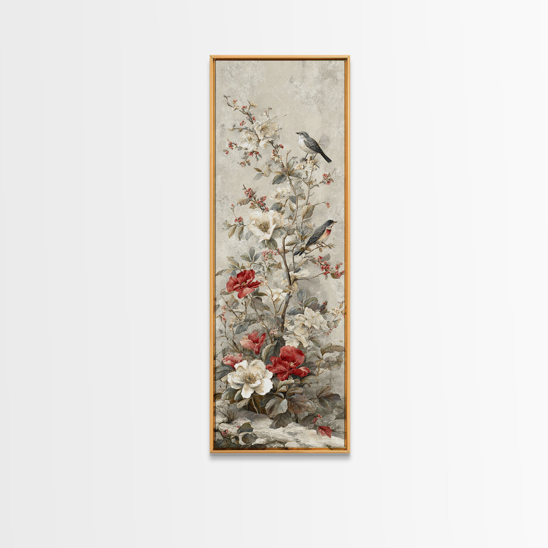 Fan Shaped Composition of Blossoms and Birds Canvas Print, Asian Inspired Art, Art Print, Living Room Decor, Fine Art, Harmony, ASI-1x3-77