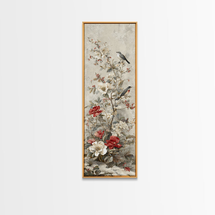 Fan Shaped Composition of Blossoms and Birds Canvas Print, Asian Inspired Art, Art Print, Living Room Decor, Fine Art, Harmony, ASI-1x3-77