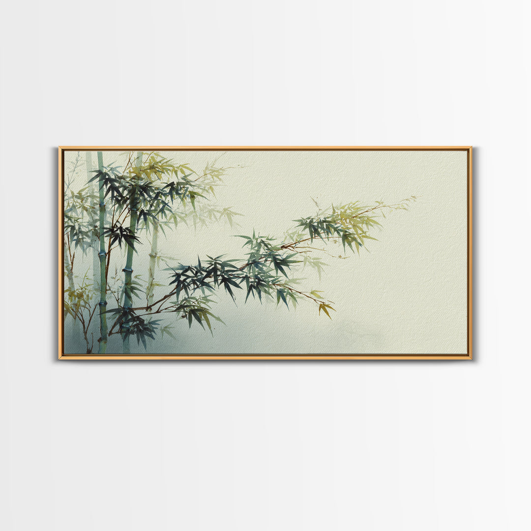 Minimal Bamboo Stalks Framed Canvas Print, Asian Inspired Art, Fine Art Print, Living Room Decor, Fine Art, Harmony, Poster, ASI-2x1-16