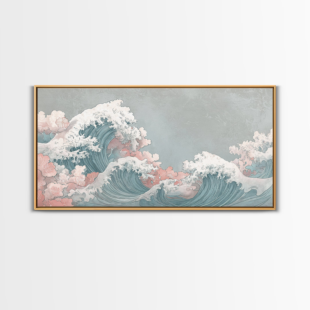 Hokusai Ocean Wave Without Copying the Original Canvas Print, Asian Inspired Art, Statement Artwork, Living Room Decor, Harmony, ASI-2x1-42