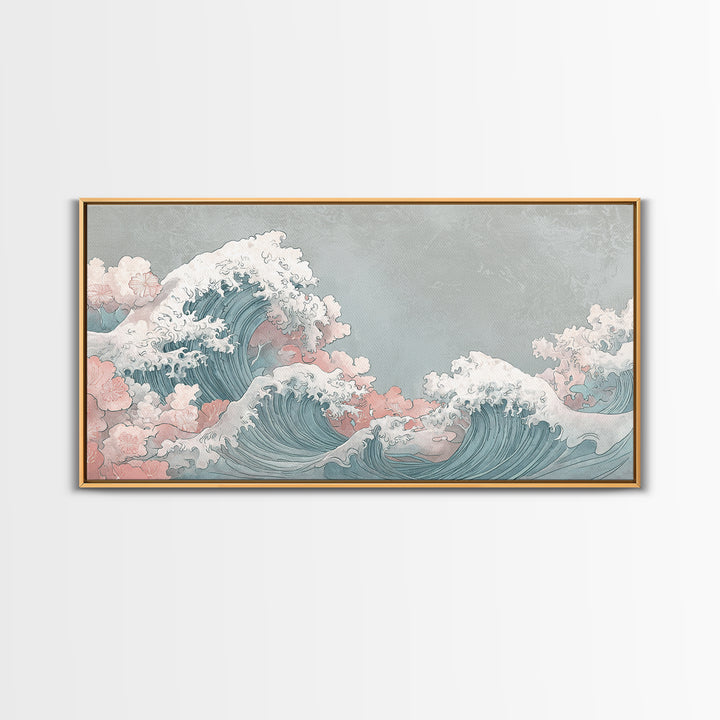 Hokusai Ocean Wave Without Copying the Original Canvas Print, Asian Inspired Art, Statement Artwork, Living Room Decor, Harmony, ASI-2x1-42