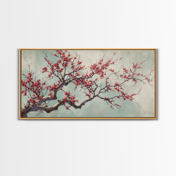 Cherry Blossom Branch Canvas Print, Asian Inspired Art, Japanese Art, Living Room Decor, Watercolor Art, Harmony, ASI-2x1-47