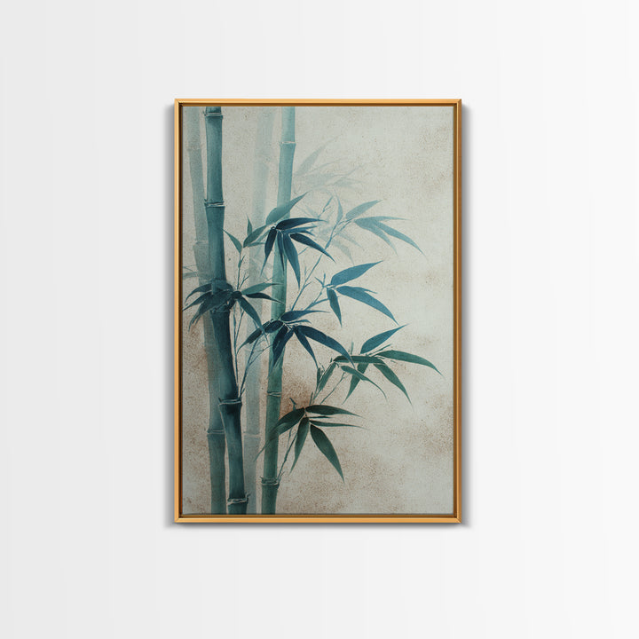 Minimal Bamboo Stalks Framed Canvas Print, Asian Inspired Art, Statement Artwork, Living Room Decor, Fine Art, Harmony, ASI-2x3-4