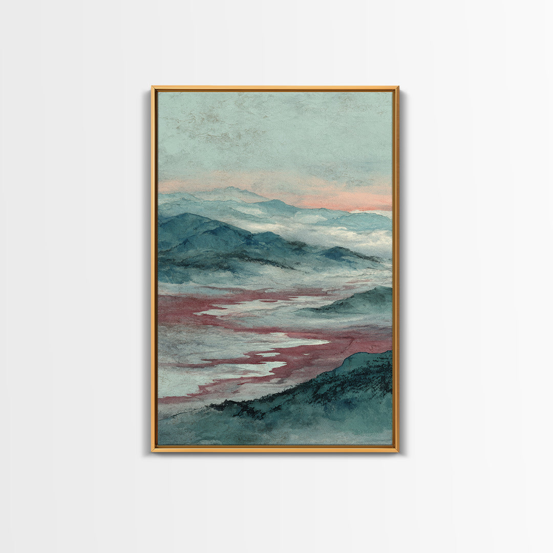 Japanese Ink Landscape Framed Canvas Print, Asian Inspired Art, Wall Art, Living Room Decor, Fine Art, Harmony, Bird Art, ASI-2x3-60
