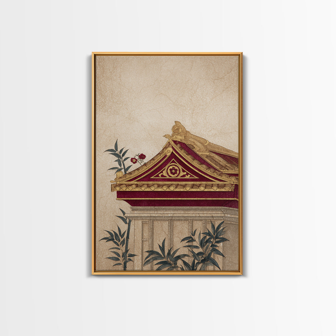 Temple Roof Detail Canvas Print, Asian Inspired Art, Poster, Living Room Decor, Harmony, Japandi Wall Art, Farmhouse Wall Art, ASI-2x3-79