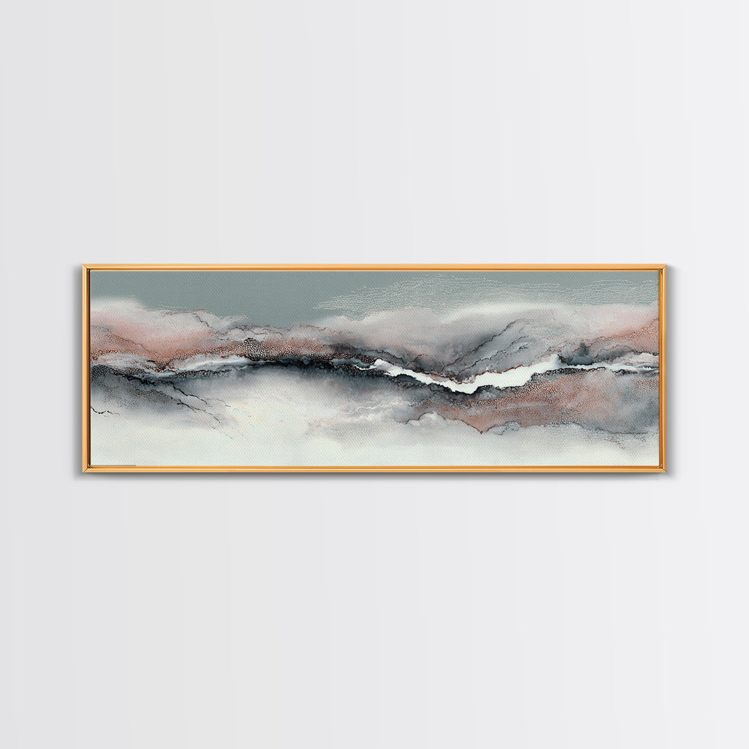 Zen Rock Garden Abstraction Canvas Print, Asian Inspired Art, Wall Art, Living Room Decor, Watercolor Art, Harmony, Bird Art, ASI-3x1-30