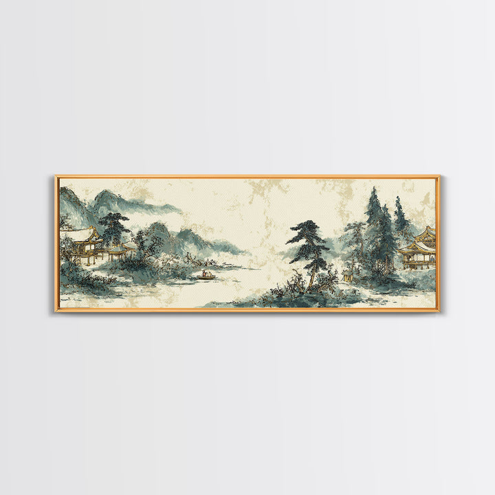 Temple Roof Detail Framed Canvas Print, Asian Inspired Art, Room Decor, Living Room Decor, Fine Art, Harmony, Printable Art, ASI-3x1-63