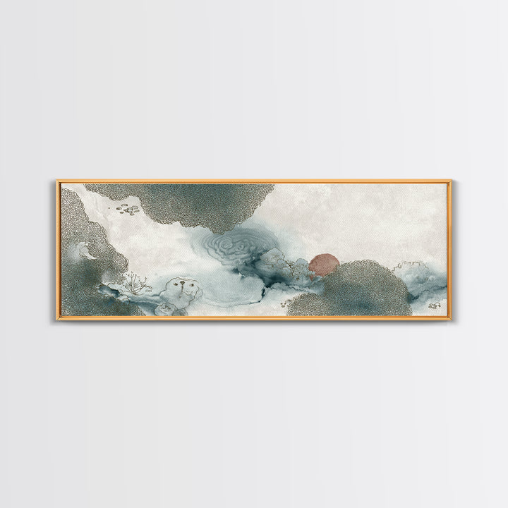 Zen Rock Garden Abstraction Canvas Print, Asian Inspired Art, Living Room Decor, Oil Painting, Harmony, Japandi Wall Art, ASI-3x1-78