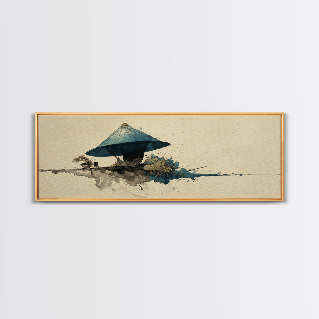 Samurai Helmet Still Life Canvas Print, Asian Inspired Art, Textured Painting, Living Room Decor, Oil Painting, Harmony, ASI-3x1-95