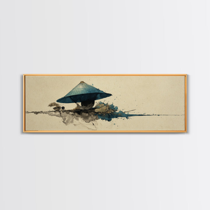 Samurai Helmet Still Life Canvas Print, Asian Inspired Art, Textured Painting, Living Room Decor, Oil Painting, Harmony, ASI-3x1-95