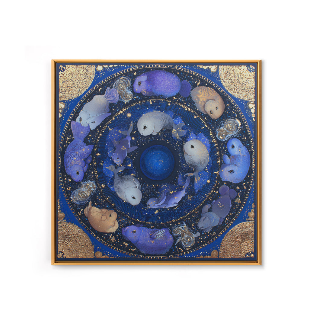 Twelve Zodiac Animals Arranged Framed Canvas Print, Astrology Art, Digital Wall Art, Living Room Decor, Oil Painting, Zodiac, AST-1x1-28