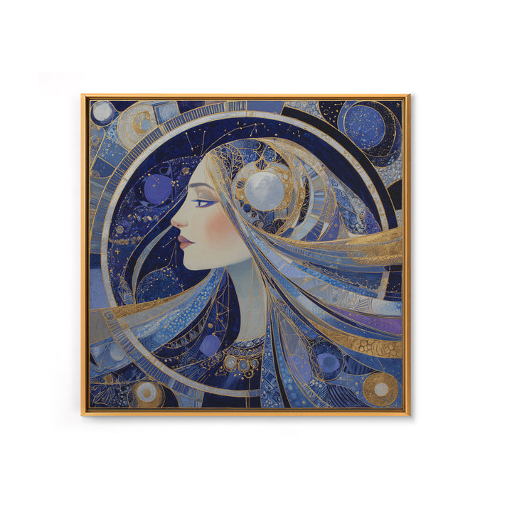Moon Goddess with Flowing Hair and Constellations Canvas Print, Astrology Art, Boho Decor, Living Room Decor, Fine Art, Zodiac, AST-1x1-3