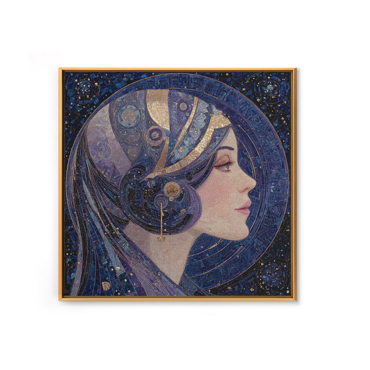 Art Nouveau Zodiac Woman Framed Canvas Print, Astrology Art, Leo Wall Art, Living Room Decor, Fine Art, Zodiac, AST-1x1-72