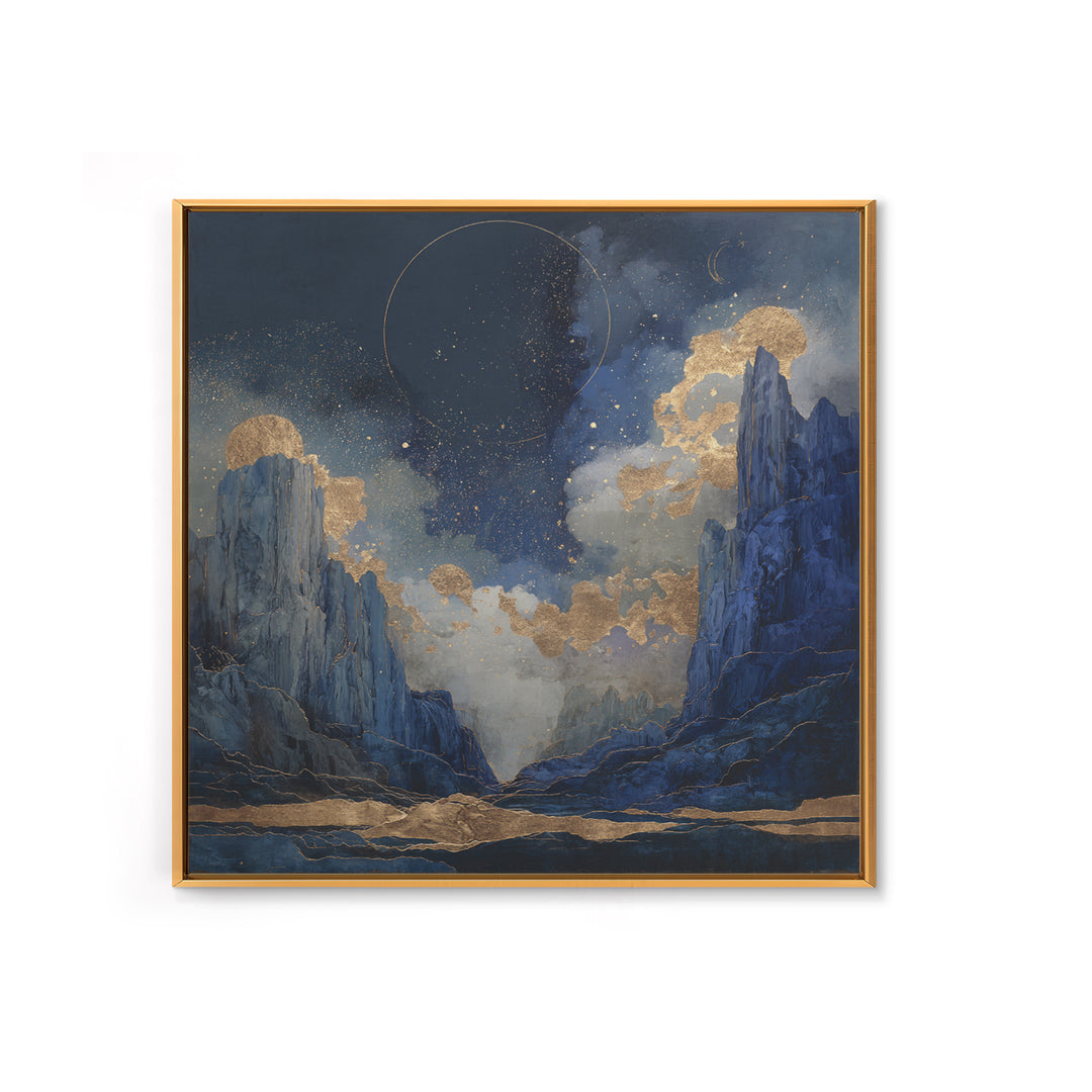 Ram Constellation Above Desert Cliffs at Night Framed Canvas Print, Astrology Art, Modern Decor, Living Room Decor, Zodiac, AST-1x1-80