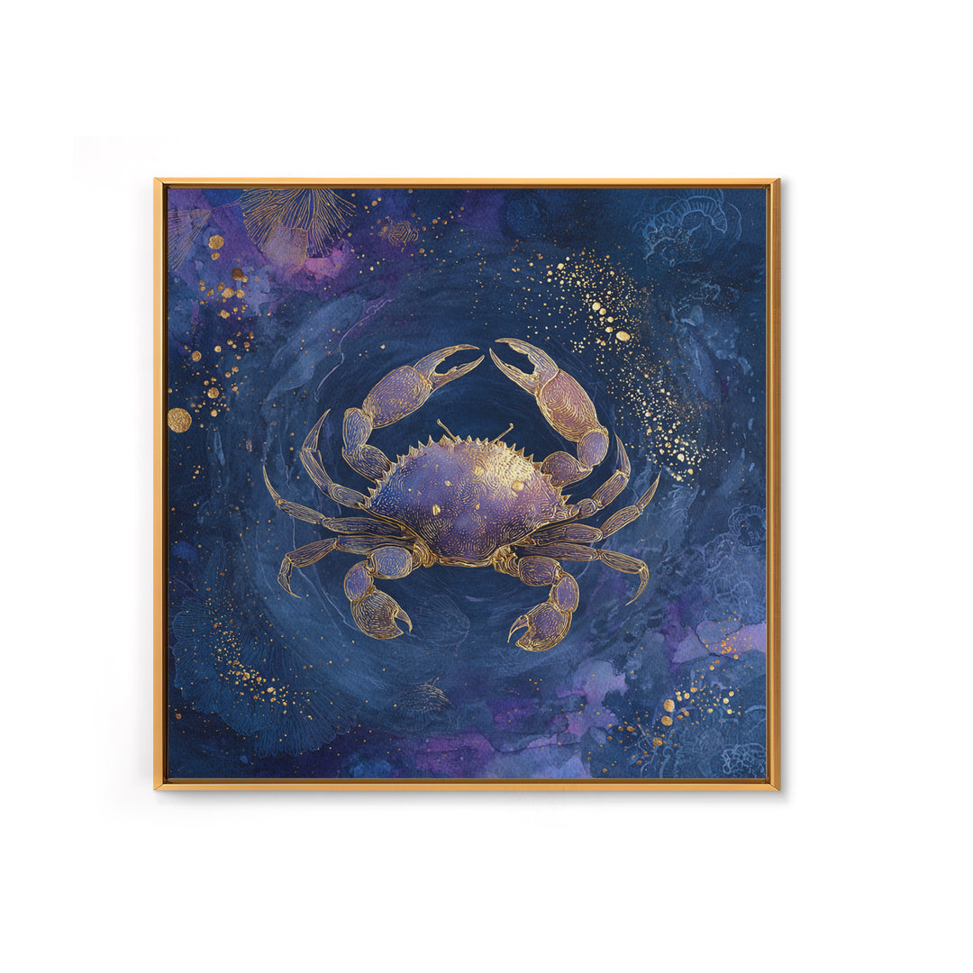 Celestial Crab under Glowing Ocean Moonlight Canvas Print, Astrology Art, Minimalist Decor, Living Room Decor, Zodiac, AST-1x1-88