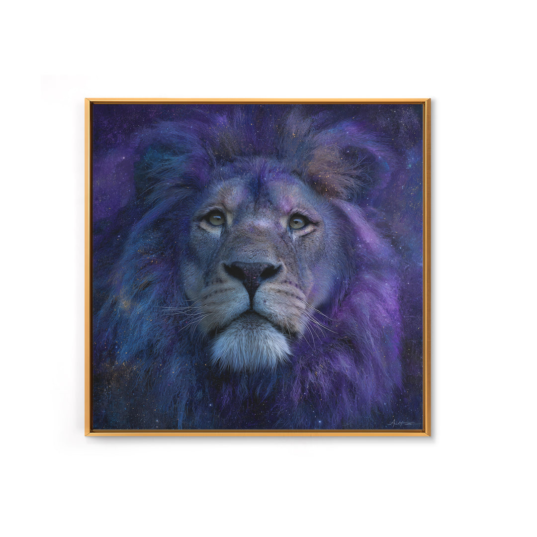Celestial Lion Portrait Formed from Star Patterns Canvas Print, Astrology Art, Textured Painting, Living Room Decor, Zodiac, AST-1x1-98