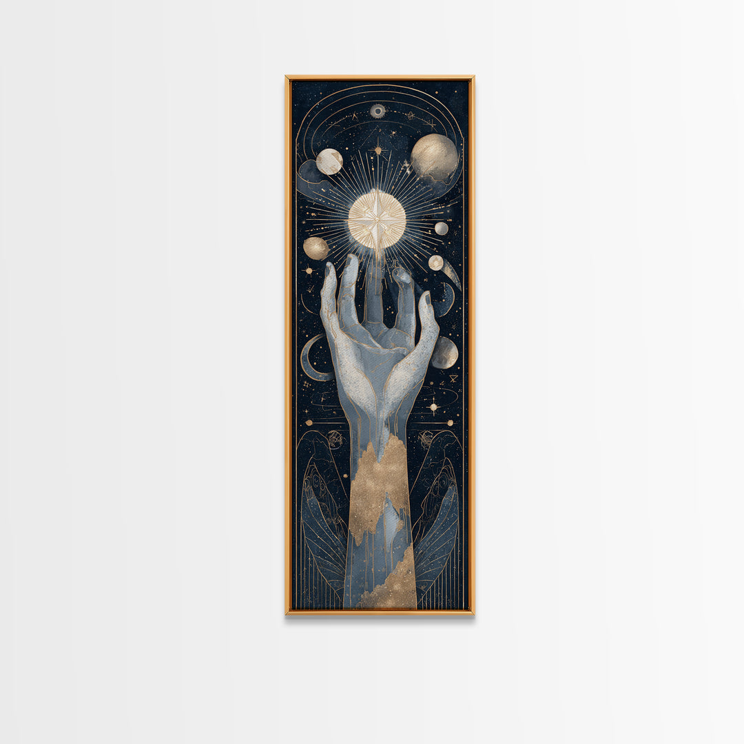 Tarot Cosmic Hand Holding a Glowing Star Canvas Print, Astrology Art, Wall Decor, Living Room Decor, Fine Art, Zodiac, AST-1x3-18