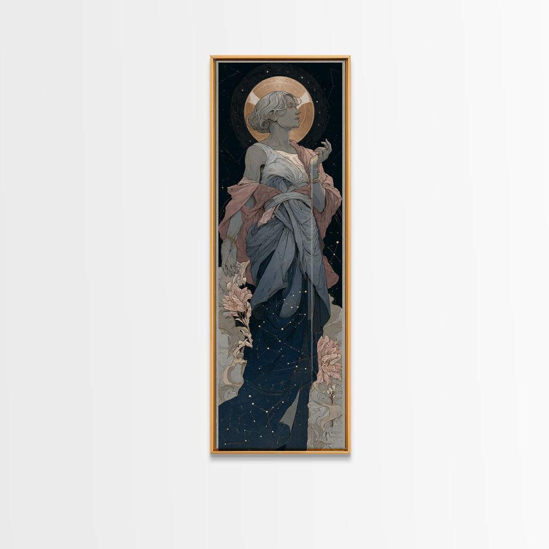 Water Bearer Figure Pouring a River of Canvas Print, Astrology Art, Astrology Gifts, Living Room Decor, Oil Painting, Zodiac, AST-1x3-27