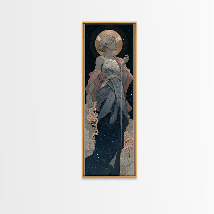 Water Bearer Figure Pouring a River of Canvas Print, Astrology Art, Astrology Gifts, Living Room Decor, Oil Painting, Zodiac, AST-1x3-27
