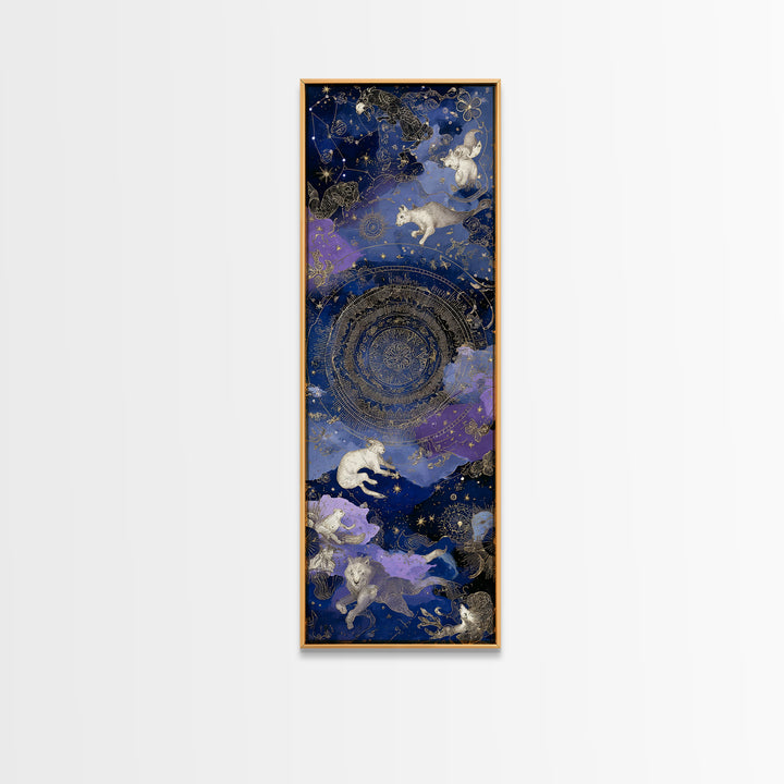 Twelve Zodiac Animals Arranged Framed Canvas Print, Astrology Art, Psychedelic Art, Living Room Decor, Fine Art, Zodiac, AST-1x3-64