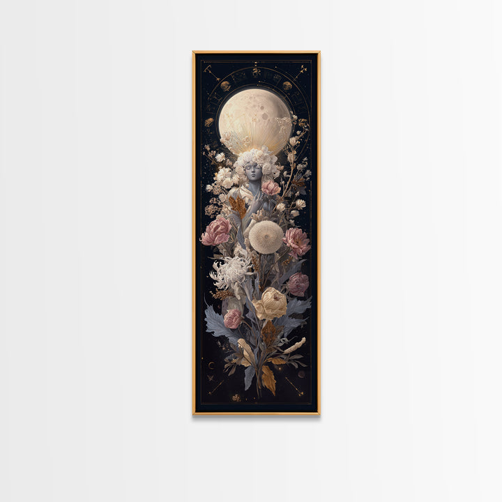 Astrological Botanical Wreath Framed Canvas Print, Astrology Art, Gallery Decor, Living Room Decor, Fine Art, Zodiac, AST-1x3-71