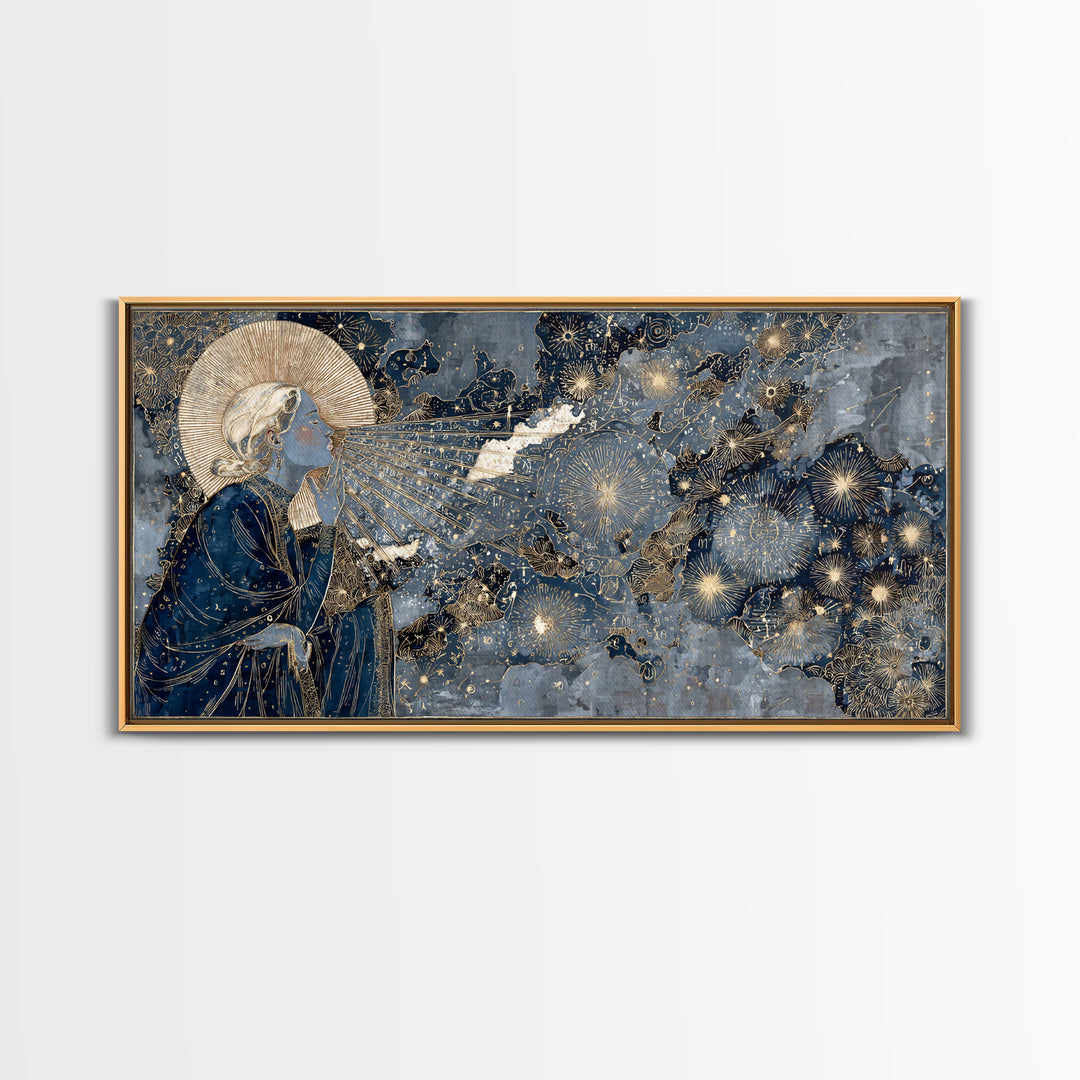 Art Nouveau Zodiac Woman Framed Canvas Print, Astrology Art, Fine Art Print, Living Room Decor, Fine Art, Zodiac, Digital Art, AST-2x1-20