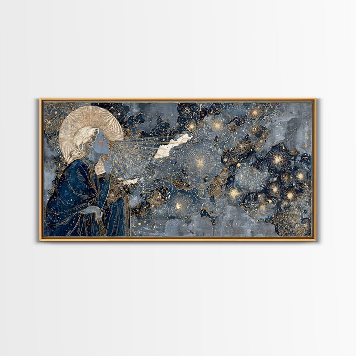 Art Nouveau Zodiac Woman Framed Canvas Print, Astrology Art, Fine Art Print, Living Room Decor, Fine Art, Zodiac, Digital Art, AST-2x1-20