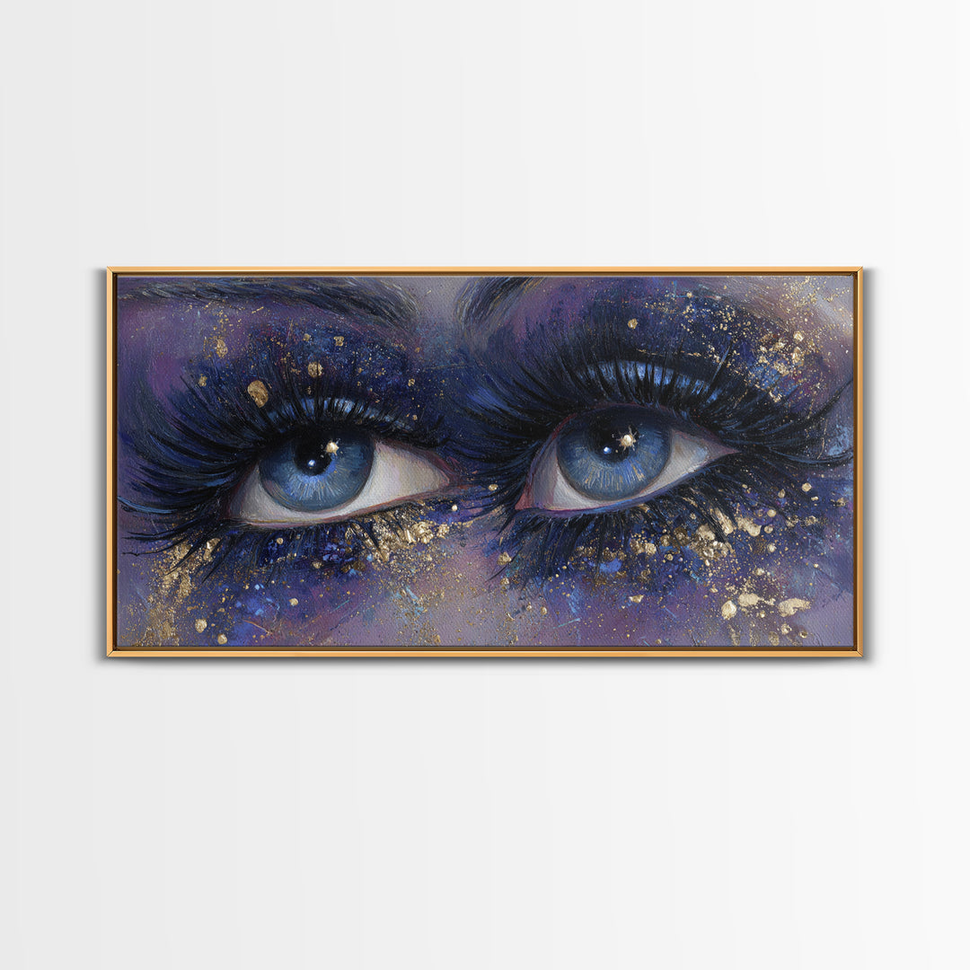 Mystic Eye with Planets Orbiting Through Lashes Canvas Print, Astrology Art, Wall Art, Living Room Decor, Oil Painting, Zodiac, AST-2x1-32