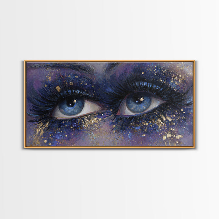 Mystic Eye with Planets Orbiting Through Lashes Canvas Print, Astrology Art, Wall Art, Living Room Decor, Oil Painting, Zodiac, AST-2x1-32