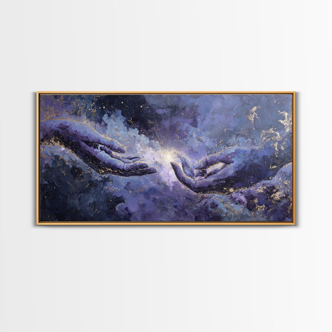 Tarot Cosmic Hand Holding a Glowing Star Canvas Print, Astrology Art, Astrology, Living Room Decor, Watercolor Art, Zodiac, AST-2x1-98