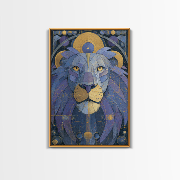 Celestial Lion Portrait Formed from Star Patterns Canvas Print, Astrology Art, Contemporary Art, Living Room Decor, Zodiac, AST-2x3-10