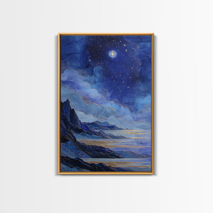 Ram Constellation Above Desert Cliffs at Night Canvas Print, Astrology Art, Gallery Decor, Living Room Decor, Fine Art, Zodiac, AST-2x3-16