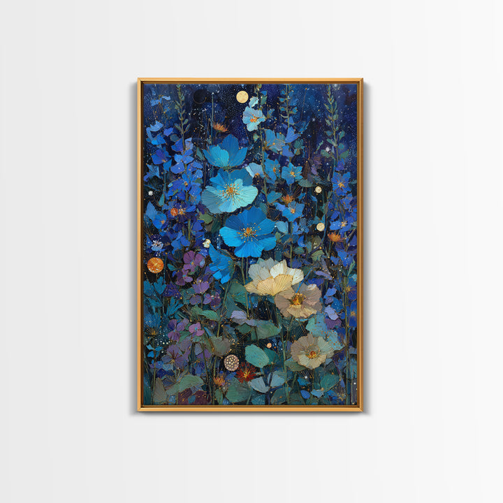 Dreamlike Night Garden Framed Canvas Print, Astrology Art, Printable Art, Living Room Decor, Watercolor Art, Zodiac, AST-2x3-78
