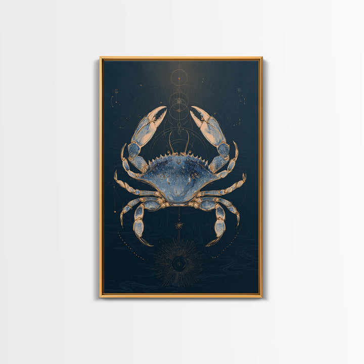 Celestial Crab under Glowing Ocean Moonlight Canvas Print, Astrology Art, Psychedelic Art, Living Room Decor, Fine Art, Zodiac, AST-2x3-96