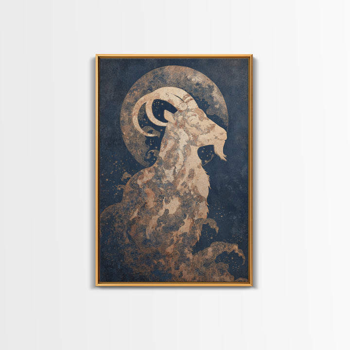 Capricorn Sea Goat Emerging from Cosmic Waves Canvas Print, Astrology Art, Zodiac Sign Print, Living Room Decor, Zodiac, AST-2x3-99
