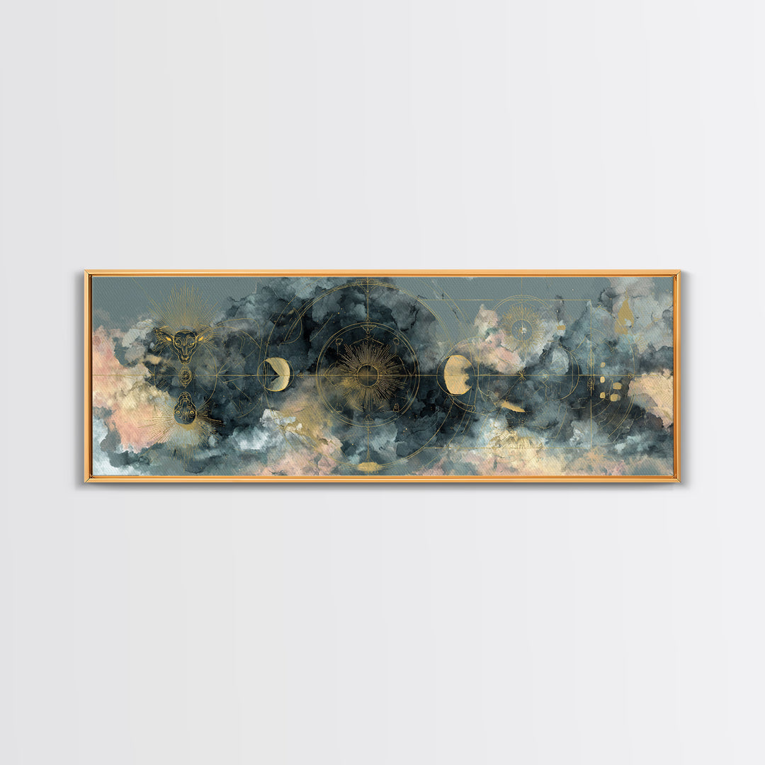 Capricorn Sea Goat Emerging from Cosmic Waves Canvas Print, Astrology Art, Astrology Wall Art, Living Room Decor, AST-3x1-11