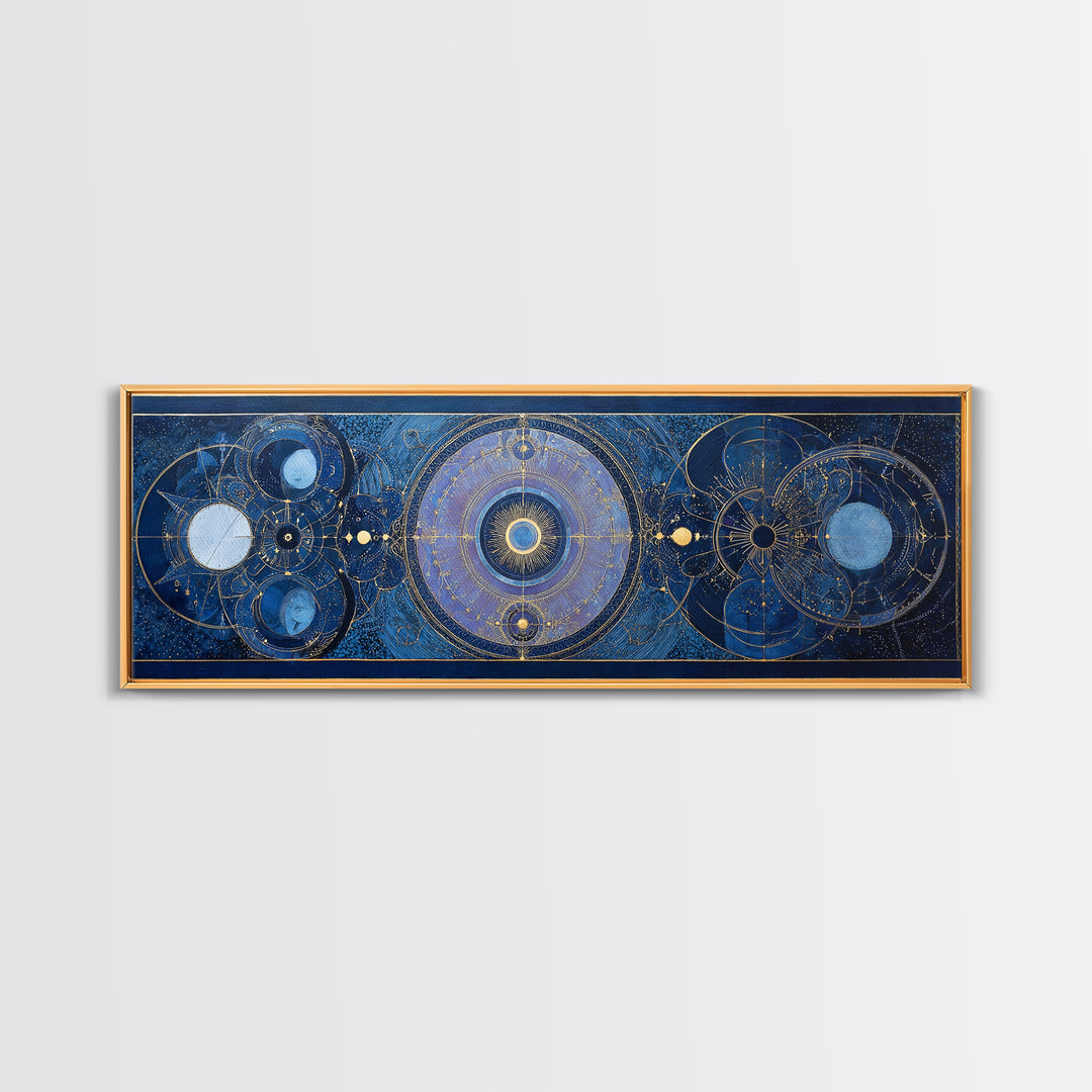 Birth Chart Geometry Framed Canvas Print, Astrology Art, Digital Wall Art, Living Room Decor, Fine Art, Zodiac, Astronomy Art, AST-3x1-47