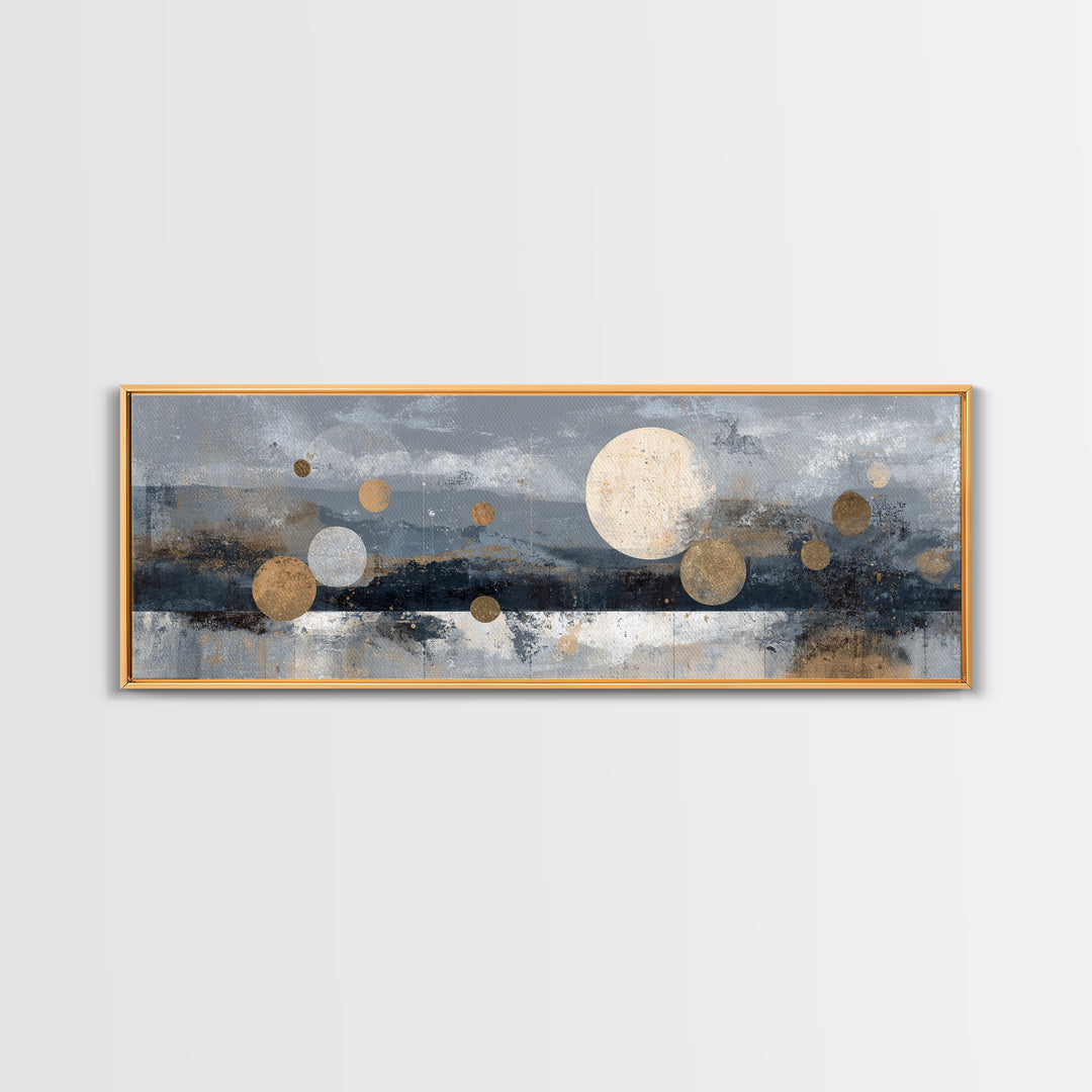 Lunar Phase Composition Framed Canvas Print, Astrology Art, Astronomy Print, Living Room Decor, Fine Art, Zodiac, AST-3x1-77