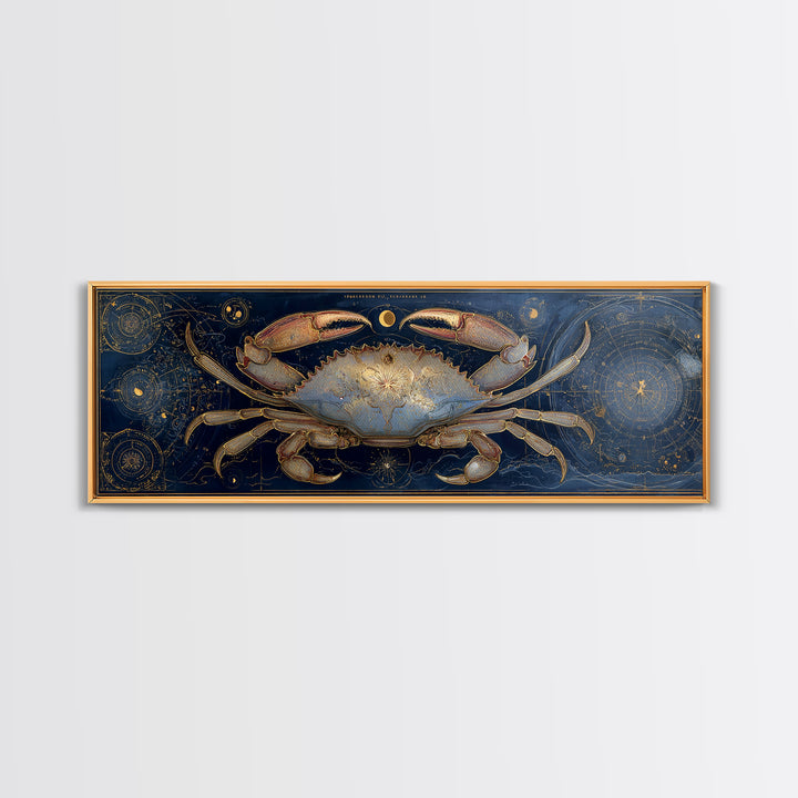 Celestial Crab under Glowing Ocean Moonlight Canvas Print, Astrology Art, Zodiac Sign Print, Living Room Decor, Zodiac, AST-3x1-8