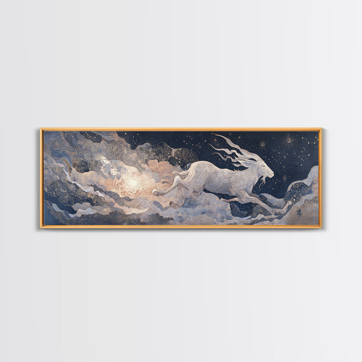 Capricorn Sea Goat Emerging from Cosmic Waves Canvas Print, Astrology Art, Printable Art, Living Room Decor, Fine Art, Zodiac, AST-3x1-83
