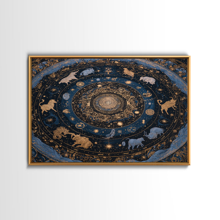 Twelve Zodiac Animals Arranged Canvas Print, Astrology Art, Astronomy Print, Living Room Decor, Fine Art, Zodiac, AST-3x2-32
