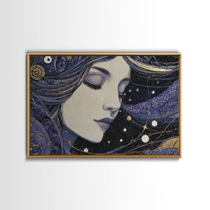 Art Nouveau Zodiac Woman Canvas Print, Astrology Art, Astrology Gifts, Living Room Decor, Oil Painting, Zodiac, Astronomy Print, AST-3x2-4