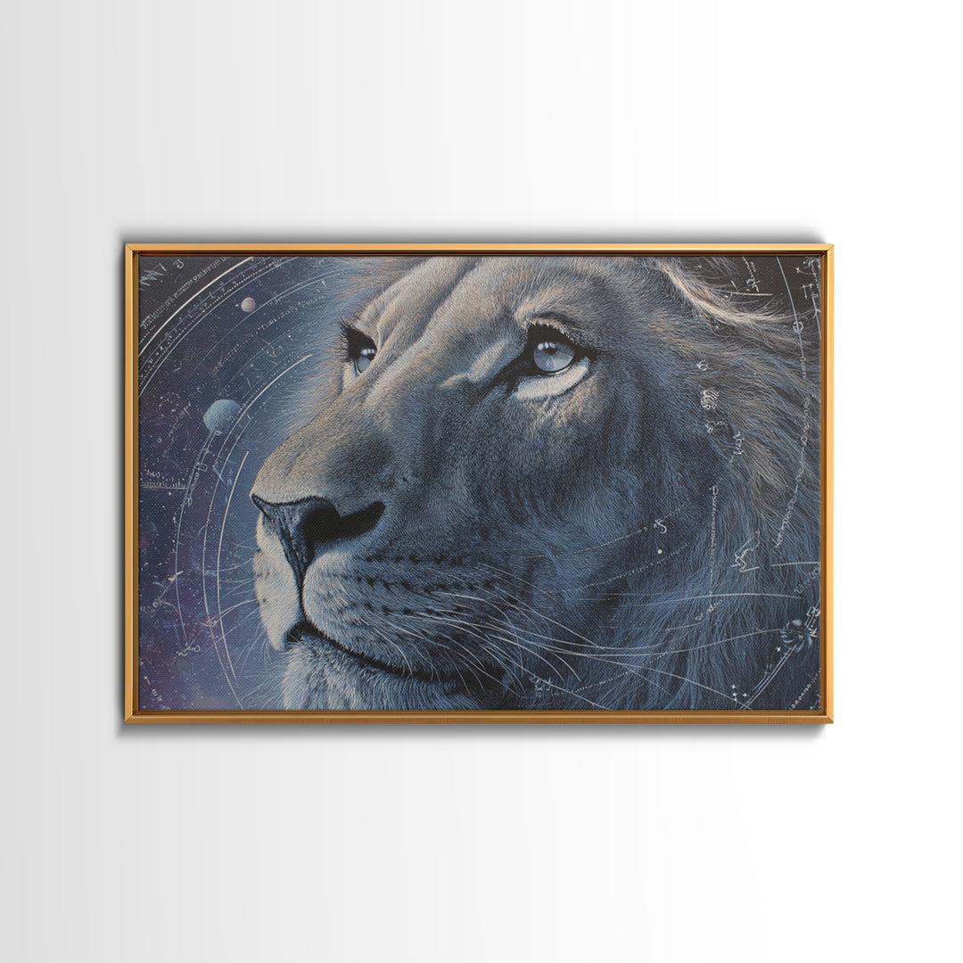 Celestial Lion Portrait Formed from Star Patterns Canvas Print, Astrology Art, Giclee Print, Living Room Decor, Zodiac, AST-3x2-54