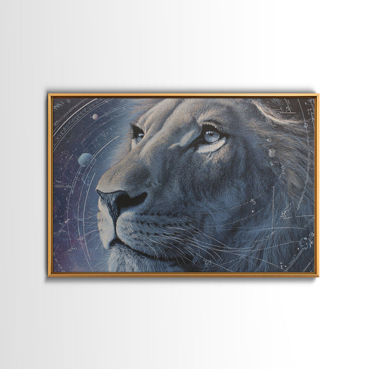 Celestial Lion Portrait Formed from Star Patterns Canvas Print, Astrology Art, Giclee Print, Living Room Decor, Zodiac, AST-3x2-54