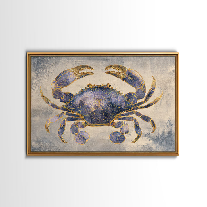 Celestial Crab under Glowing Ocean Moonlight Canvas Print, Astrology Art, Minimalist Decor, Living Room Decor, Oil Painting, AST-3x2-68
