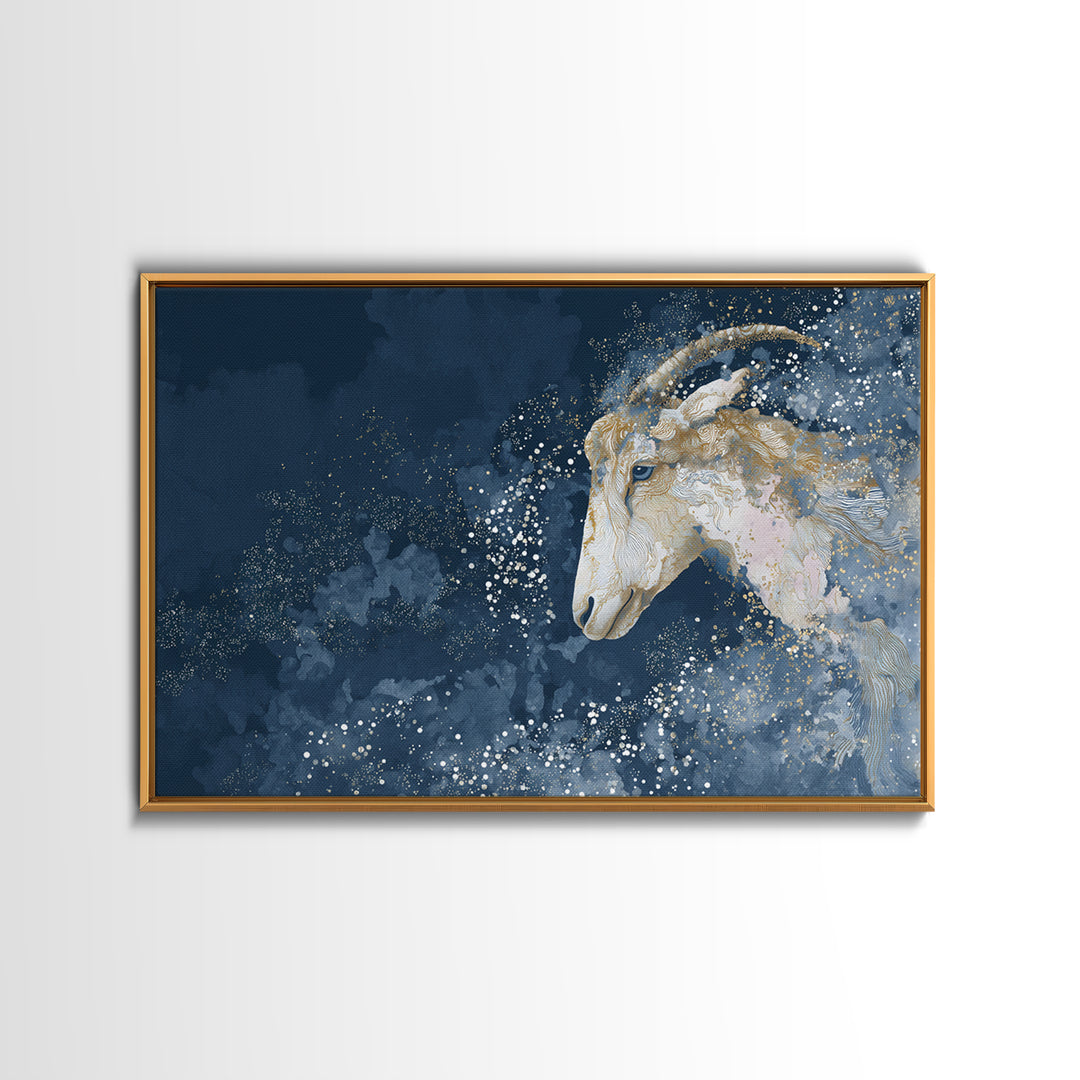 Capricorn Sea Goat Emerging from Cosmic Waves Canvas Print, Astrology Art, Astrology Wall Art, Living Room Decor, Zodiac, AST-3x2-71