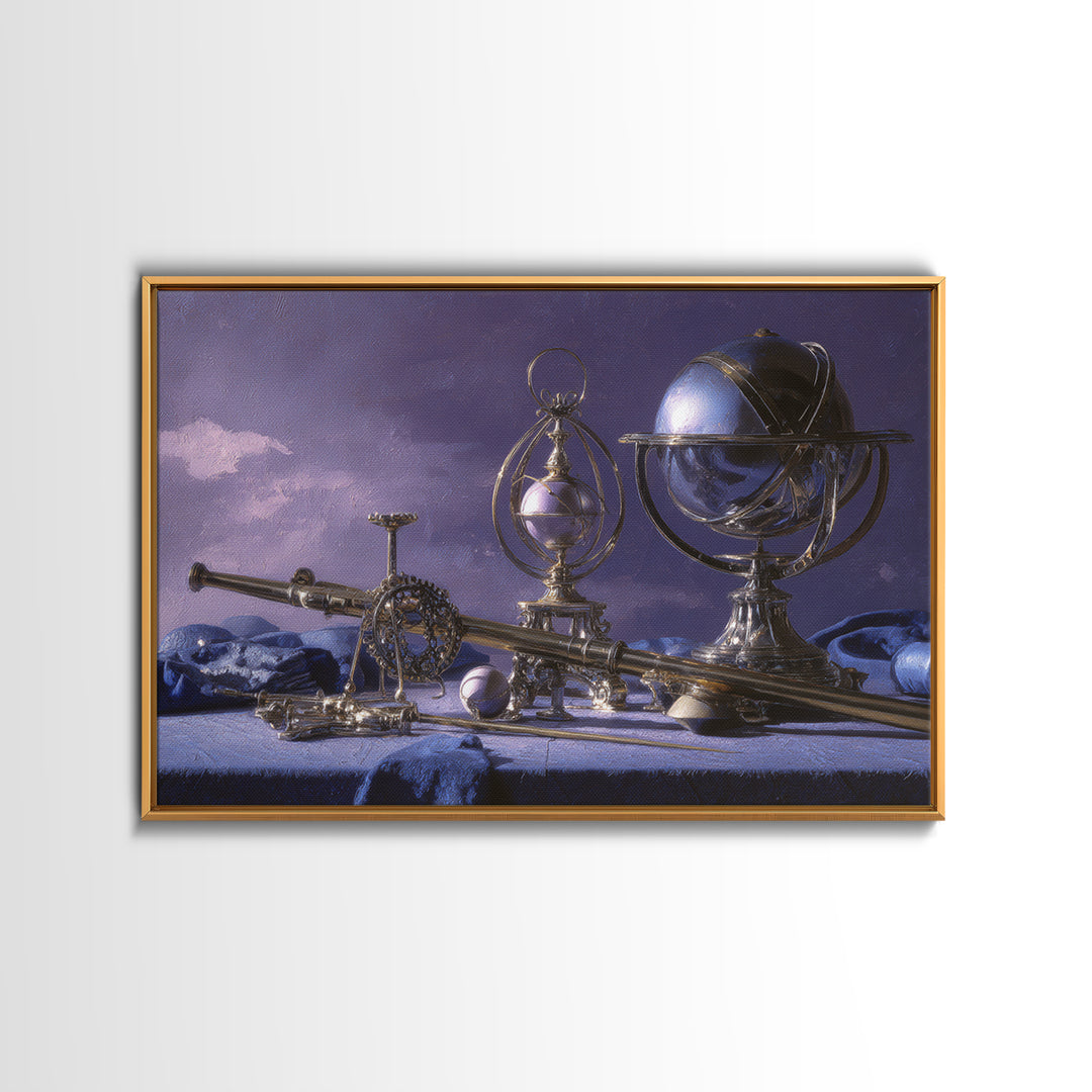 Planetary Still Life Canvas Print, Astrology Art, Contemporary Art, Living Room Decor, Fine Art, Zodiac, Boho Decor, Cat Art, AST-3x2-72