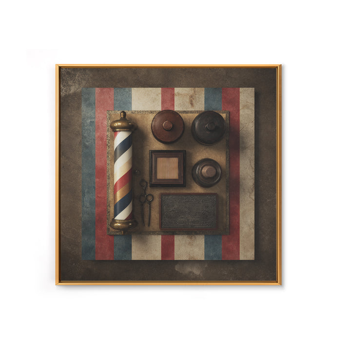Red White and Blue Stripe Abstraction from Canvas Print, Barbershop Art, Home Decor, Barbershop Decor, Abstract Art, Grooming, BAA-1x1-89