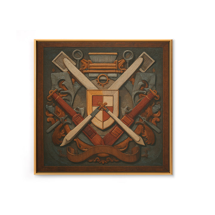 Bold Linocut Barber Emblem Framed Canvas Print, Barbershop Art, Art Print, Barbershop Decor, Grooming, African American Art, BAA-1x1-96